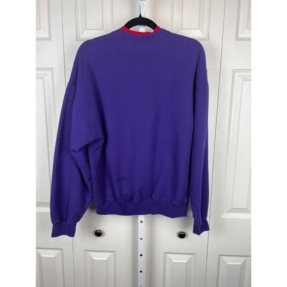 Vintage Top Stitch Morning Sun Sweatshirt Womens Large Purple Red Fedora Hats - Picture 8 of 8